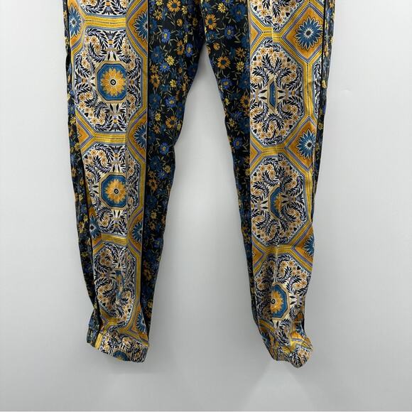 Johnny Was Silk Blend Gray Yellow Blue‎ Floral Paisley Drawstring Pants Sz S - Picture 3 of 10